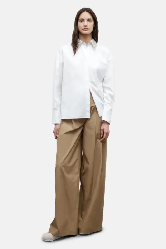 E.B. with Crystal Collar Shirt White sold by Blue & Cream