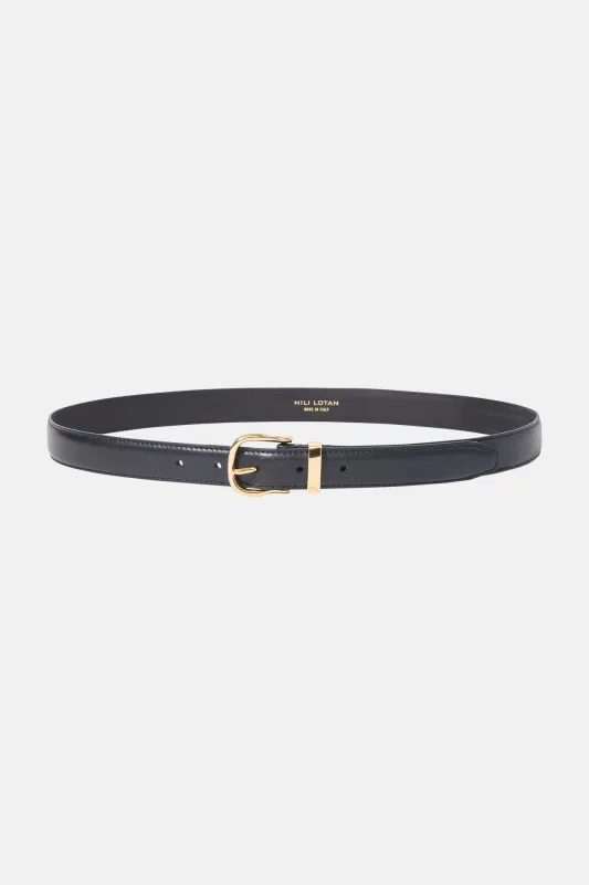 Louise Belt Plain Black W/Shiny Brass Buckle sold by Blue & Cream