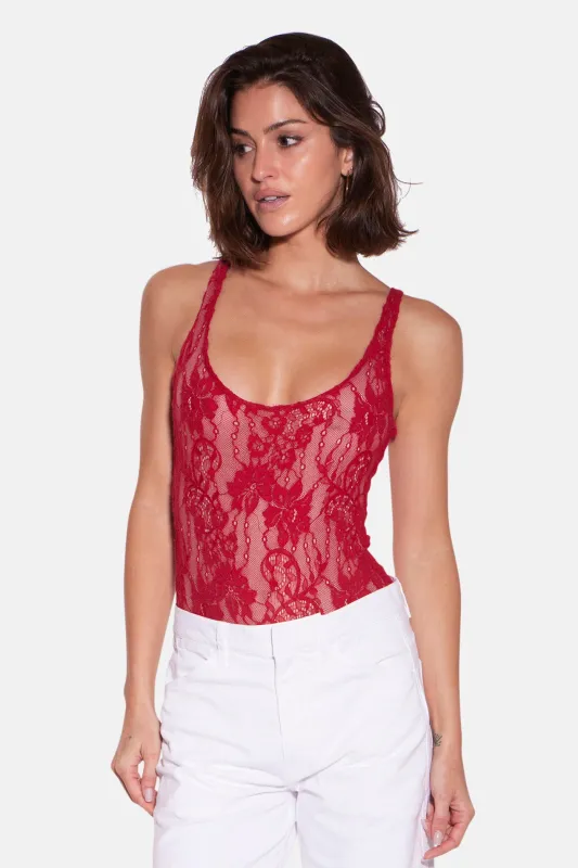 Jagger Lace Bodysuit Red sold by Blue & Cream