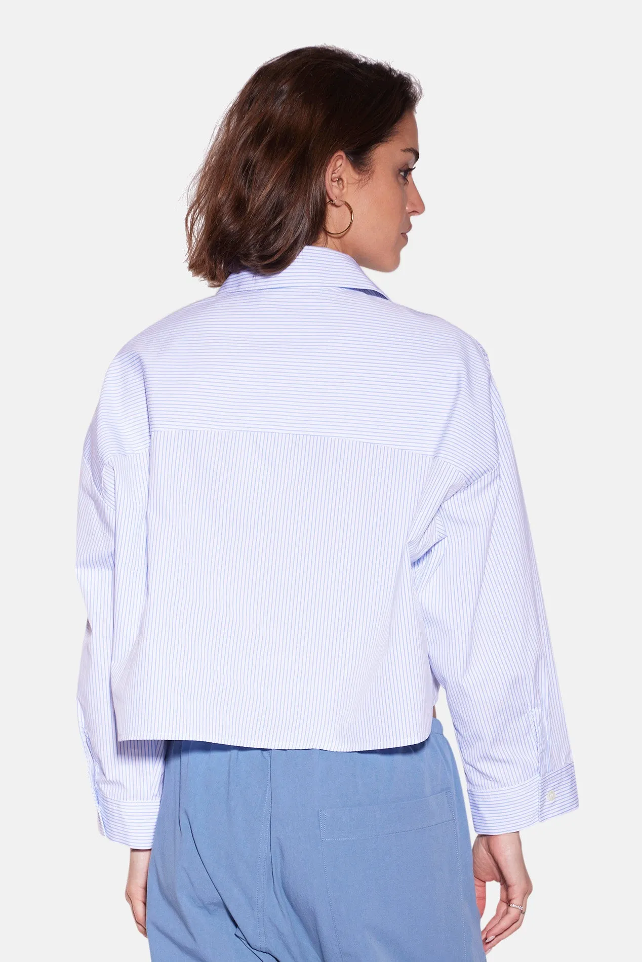 Gansett Poplin Crop Shirt Blue/White Stripe sold by Blue & Cream product image thumbnail 3