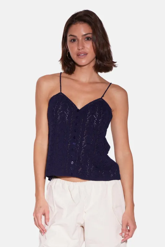 Aliza Crochet Cami Navy sold by Blue & Cream