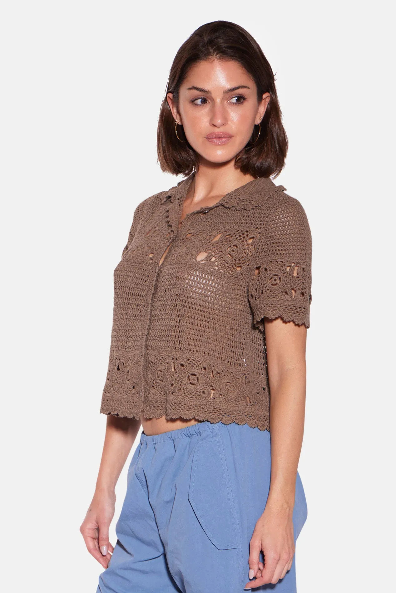 Molly Crochet Shirt Taupe sold by Blue & Cream product image thumbnail 2