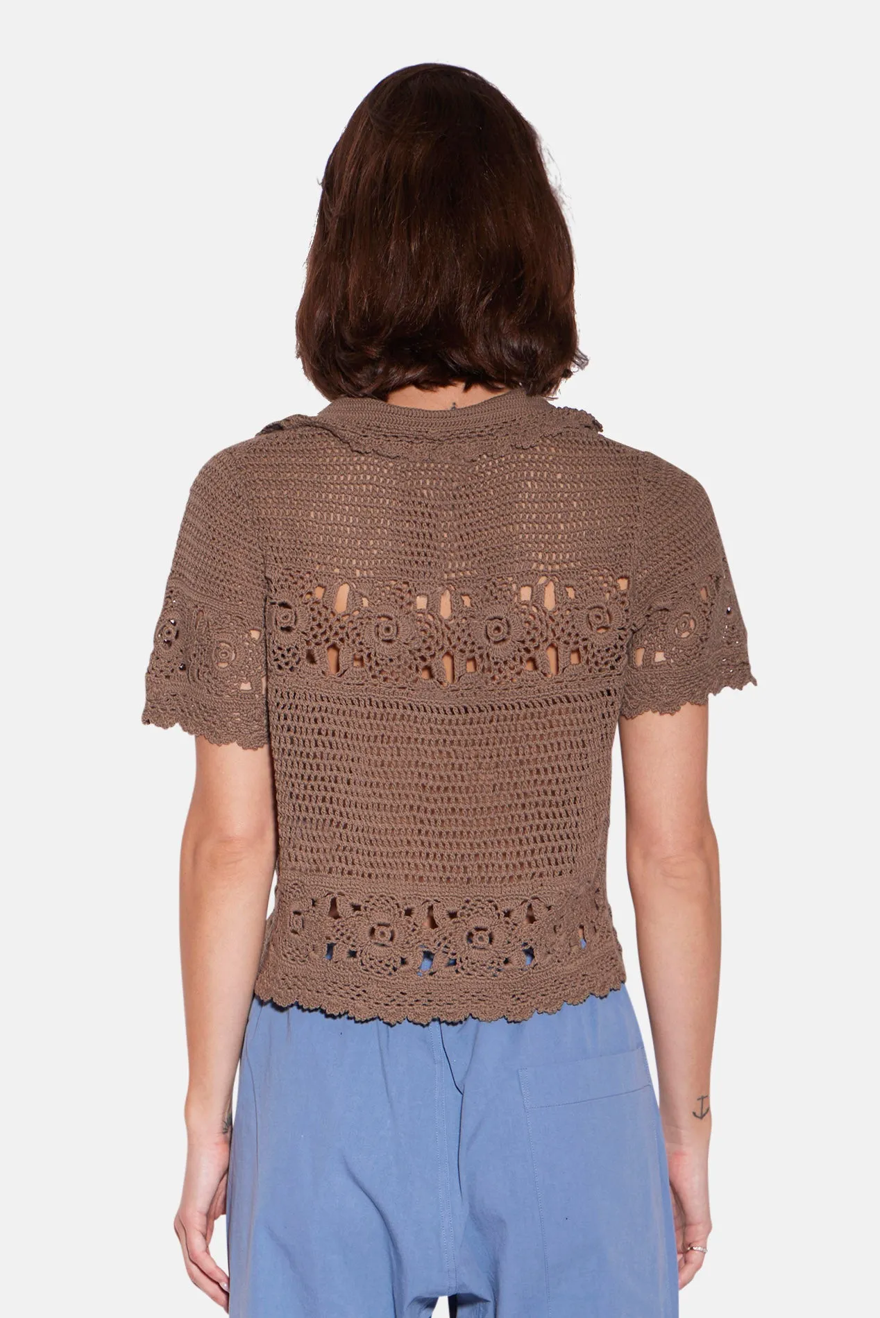 Molly Crochet Shirt Taupe sold by Blue & Cream product image thumbnail 3