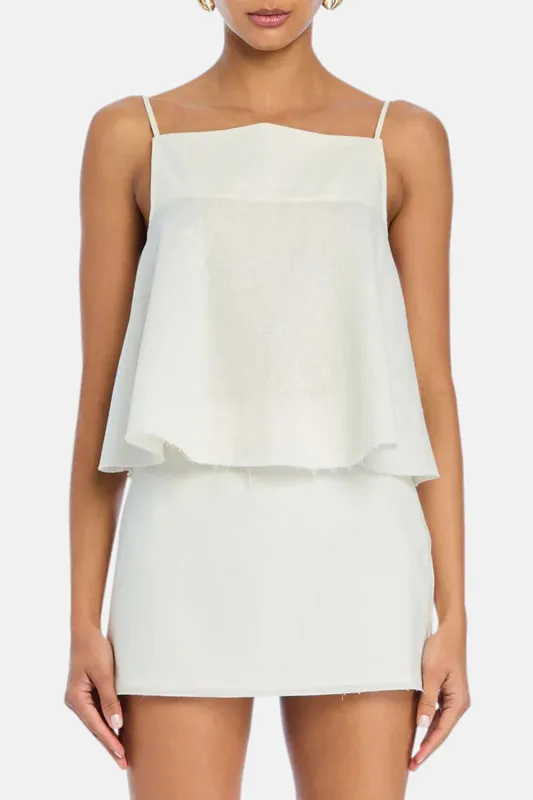 Miley Linen Top Eggshell sold by Blue & Cream