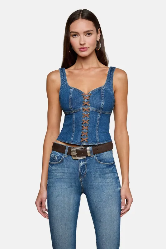 Nayeli Denim Corset Top Redford made by L'AGENCE