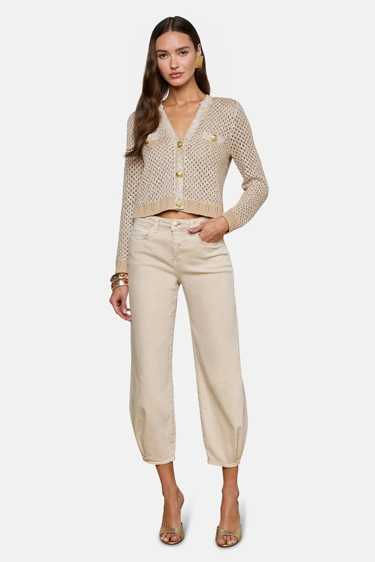 Blanca Sequin Cardigan Natural Multi/Gold sold by Blue & Cream product image thumbnail 2