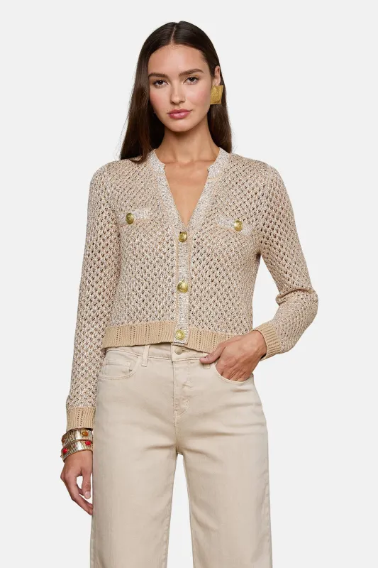 Blanca Sequin Cardigan Natural Multi/Gold sold by Blue & Cream