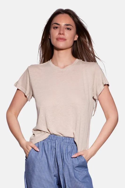 Cece Linen Tee Beige sold by Blue & Cream