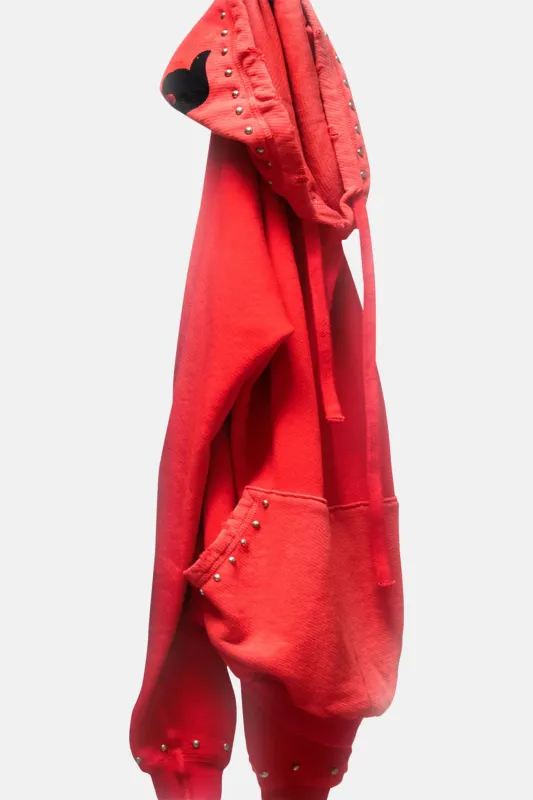 Supervintage Yumm Homestud Shrunken Hoodie-Hotred Powder sold by Blue & Cream