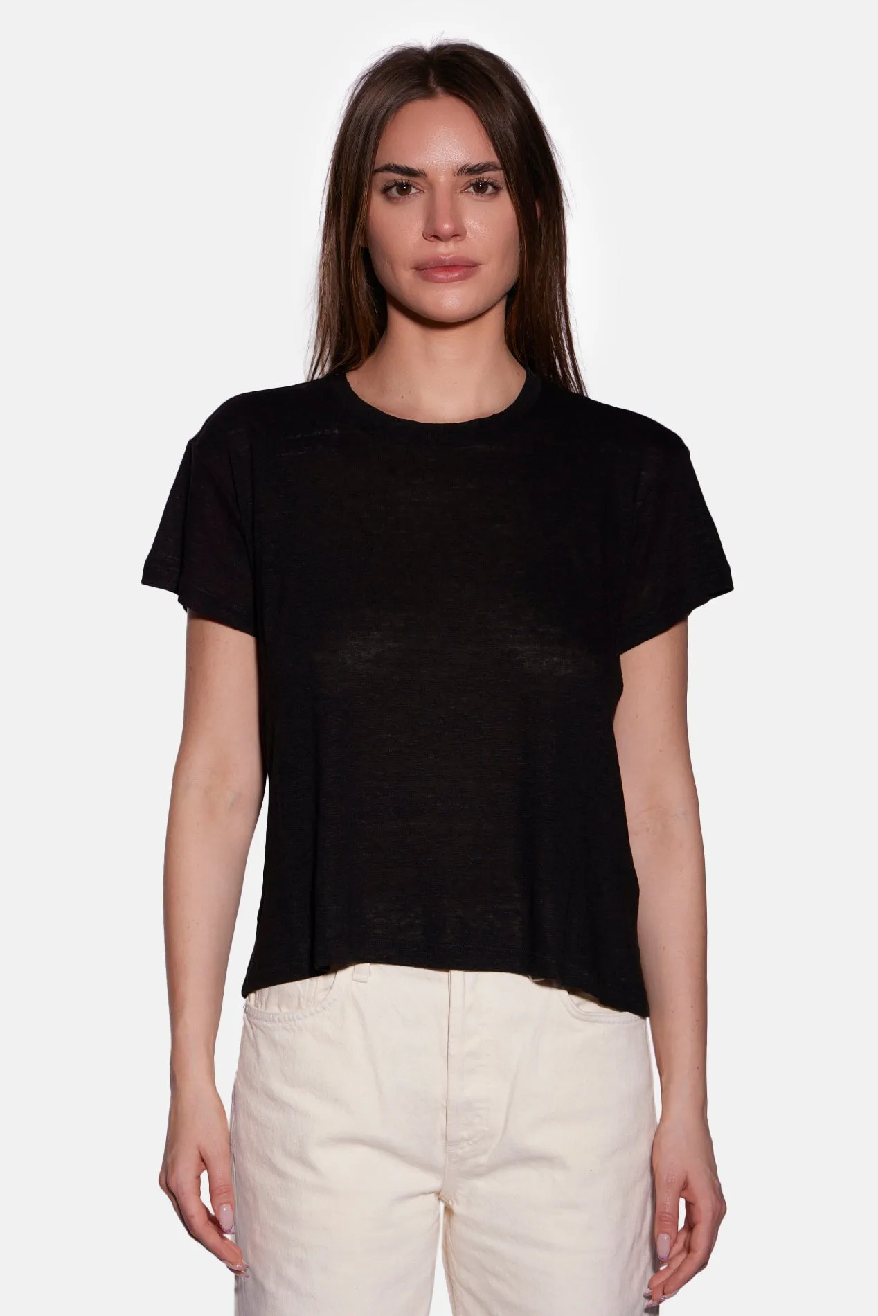 Cece Linen Tee Black sold by Blue & Cream