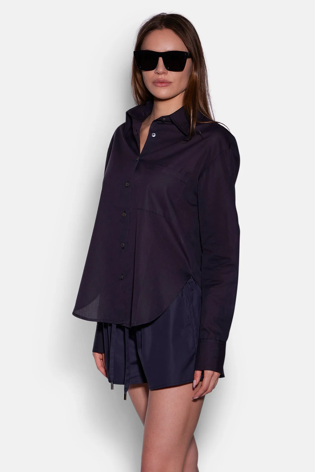 Lily Poplin Boyfriend Shirt Black Sheer sold by Blue & Cream product image thumbnail 2