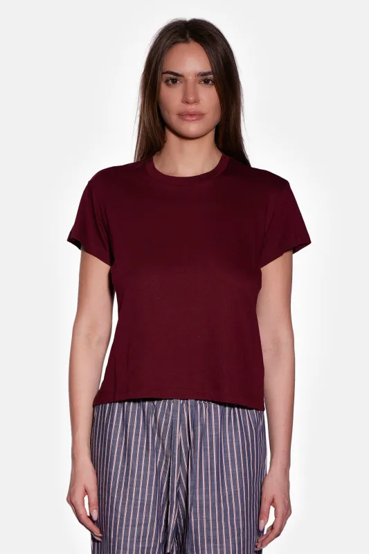 Bebe Lux Tee Burgundy sold by Blue & Cream