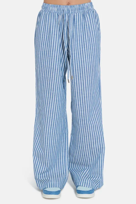 Georgica Beach Poplin Pant Denim White Stripe sold by Blue & Cream