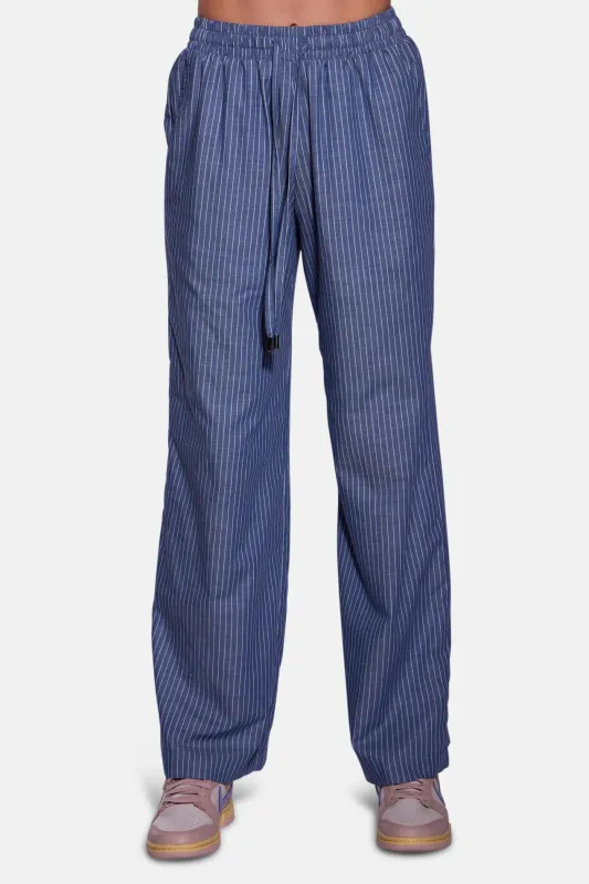 Georgica Beach Poplin Pant Denim Chalk Stripe sold by Blue & Cream
