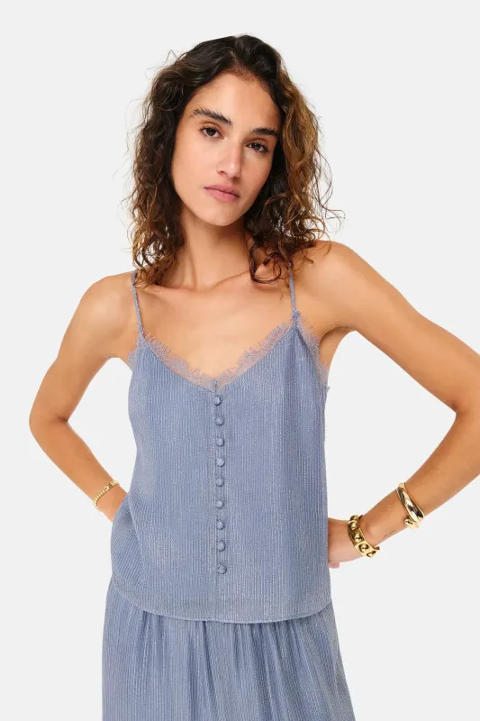 Melisa Metallic Chiffon Camisole Bluebird sold by Blue & Cream