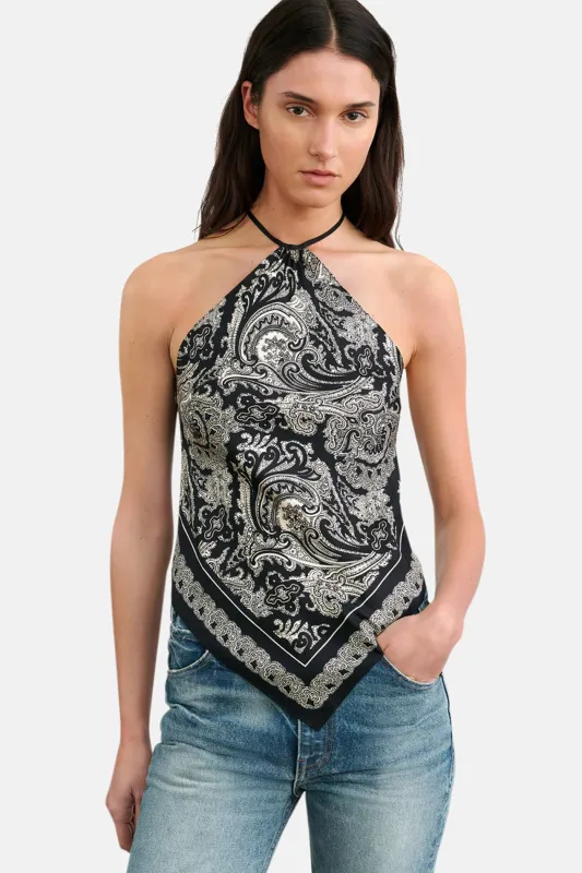 Audrey Silk Cami Black/Ivory Paisley Scarf sold by Blue & Cream