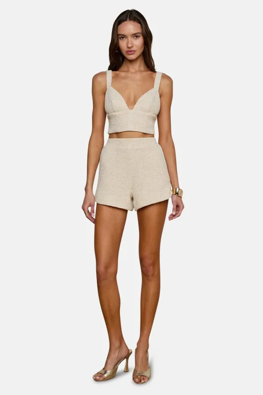 Castalia Knit Bra Top White/Ivory/Gold sold by Blue & Cream