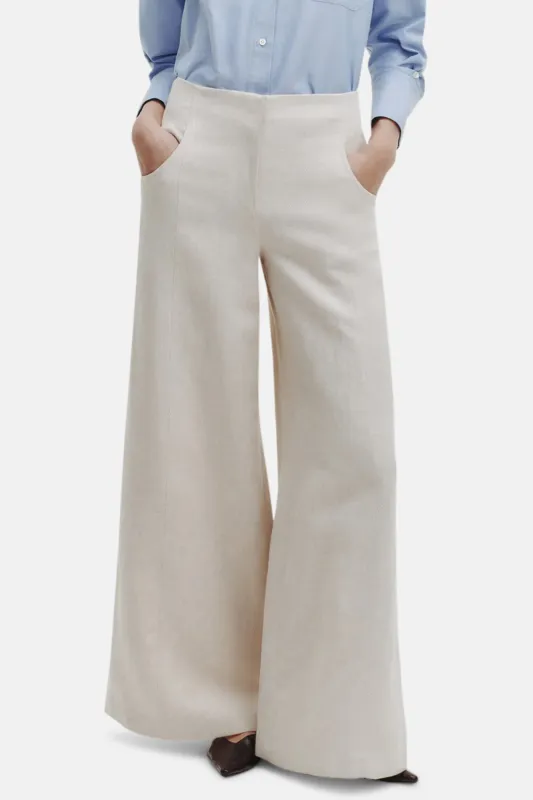 Demie Pant in Coated Viscose Linen Natural sold by Blue & Cream