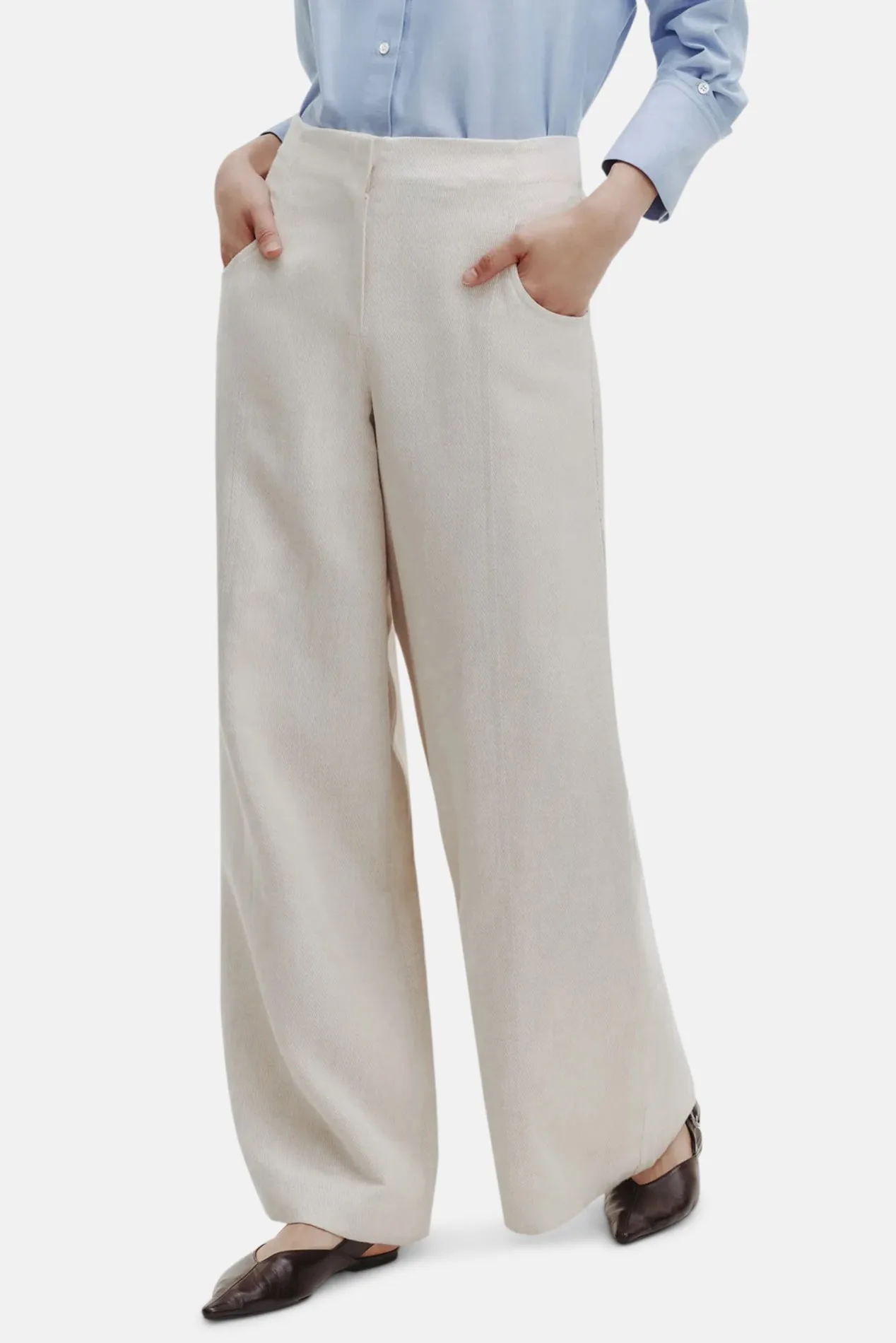 Demie Pant in Coated Viscose Linen Natural sold by Blue & Cream product image thumbnail 2