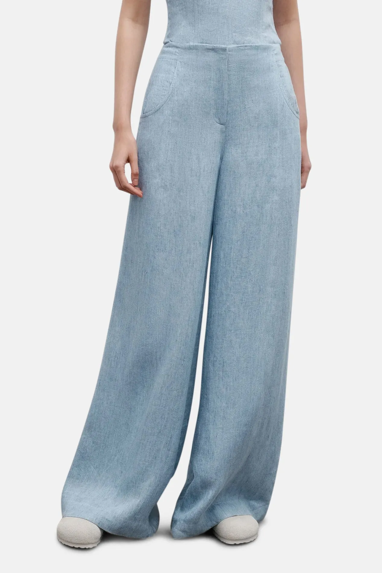 Demie Pant In Hemp Light Indigo sold by Blue & Cream