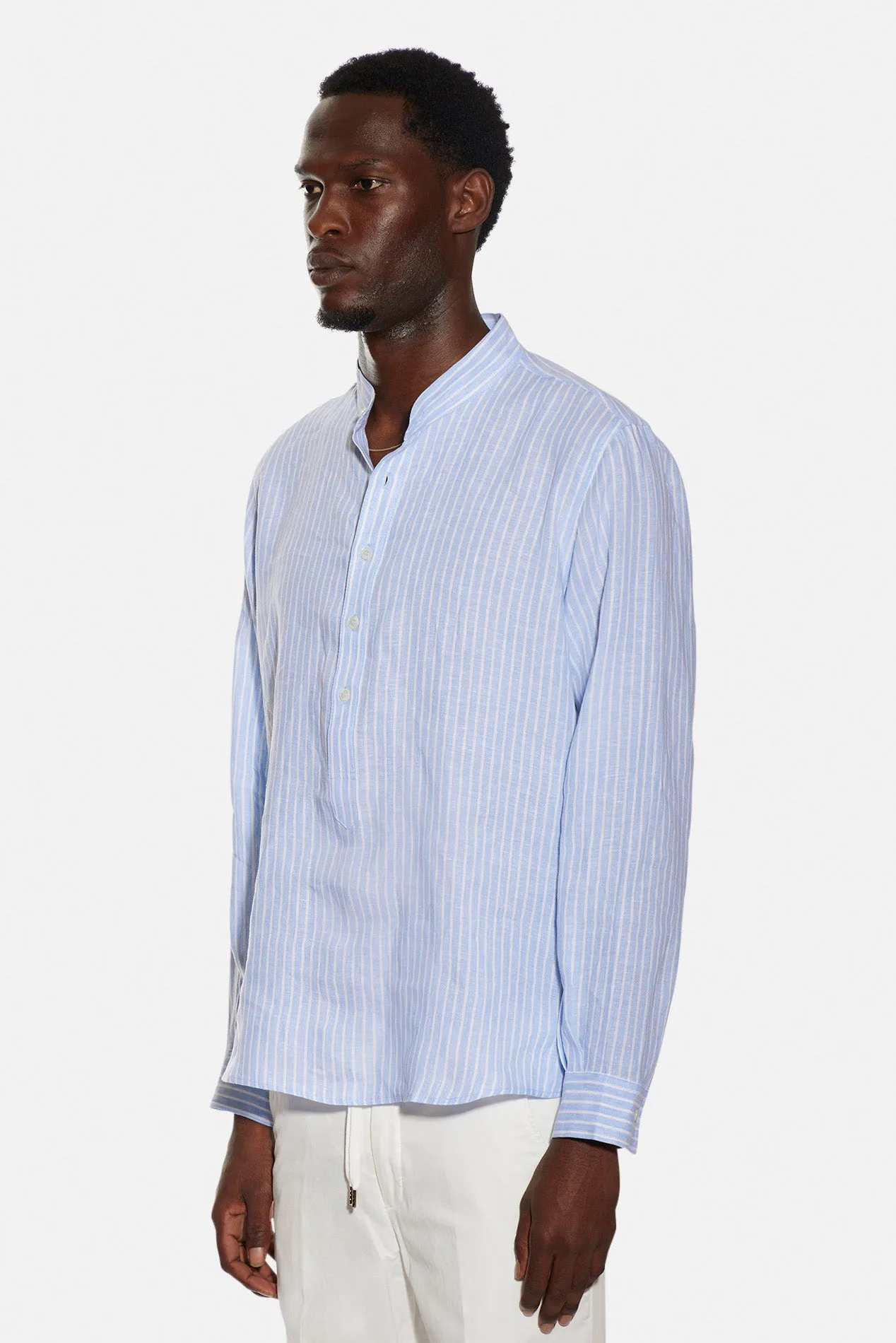 Gabri Linen Pop Over Shirt Blue/White Stripe sold by Blue & Cream product image thumbnail 2