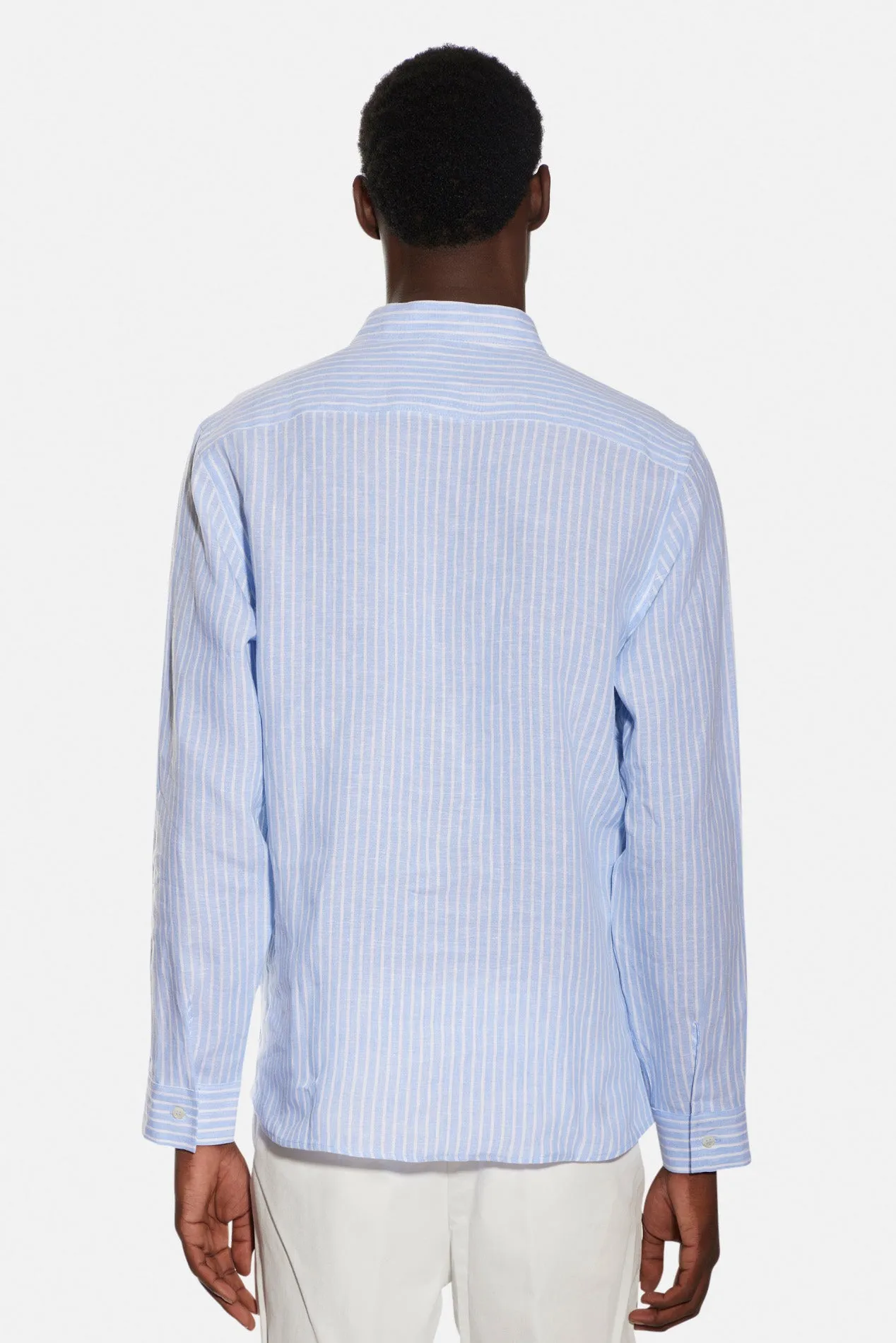 Gabri Linen Pop Over Shirt Blue/White Stripe sold by Blue & Cream product image thumbnail 3