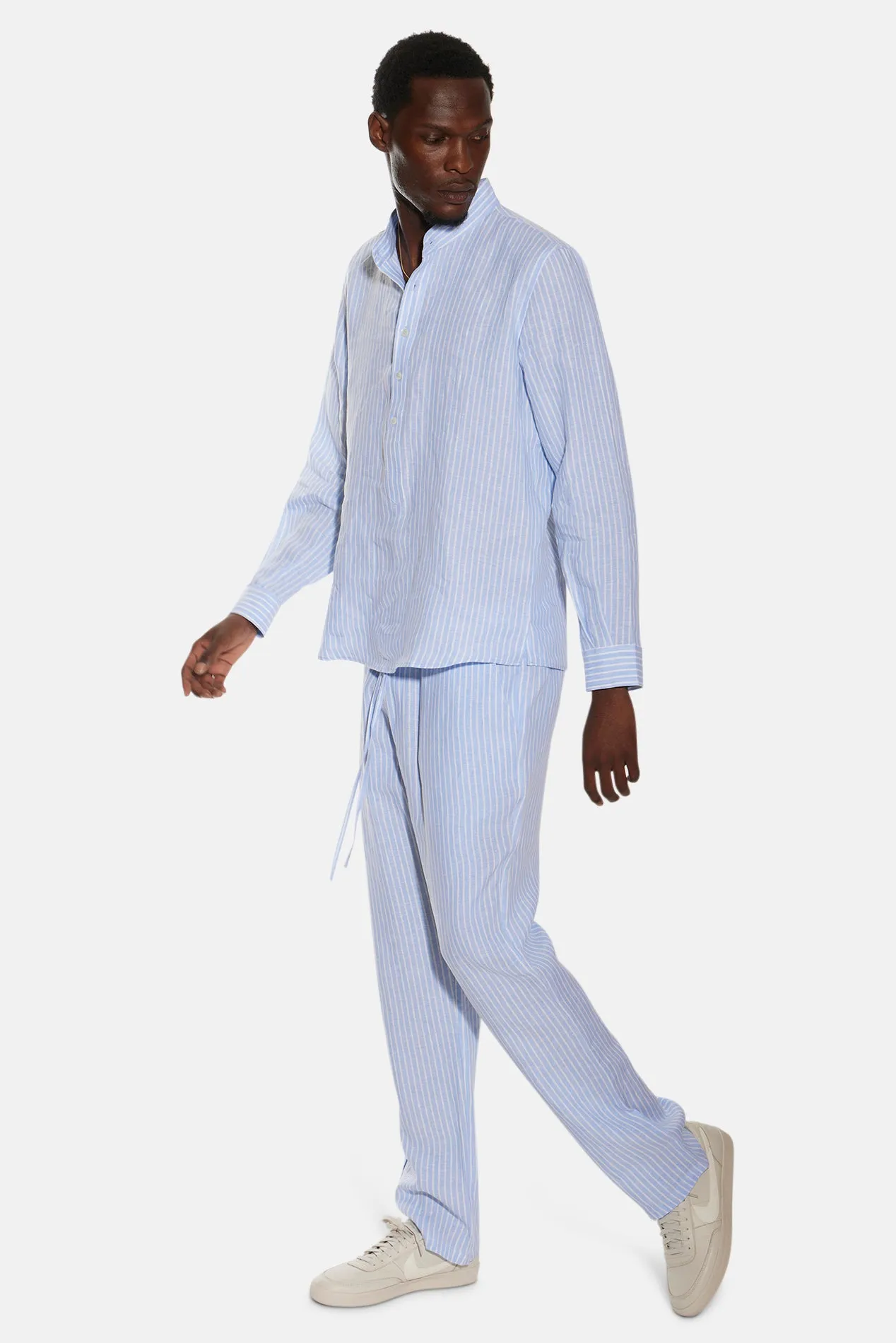 Gabri Linen Pop Over Shirt Blue/White Stripe sold by Blue & Cream product image thumbnail 5