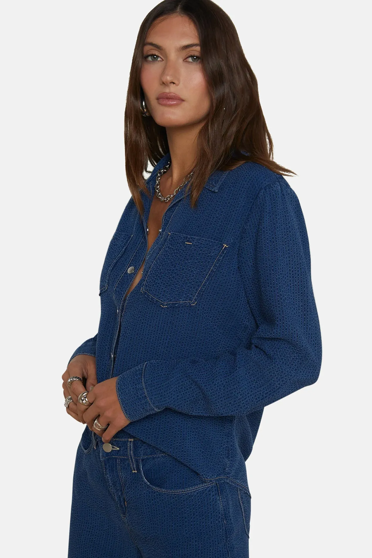 Isla Chambray Shirt Heron sold by Blue & Cream product image thumbnail 4