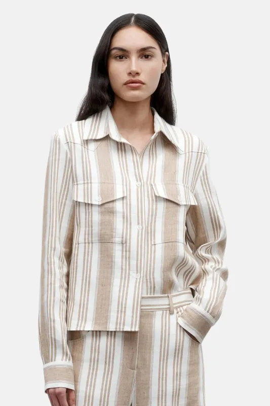 New Carter In Cotton Linen White/Khaki sold by Blue & Cream