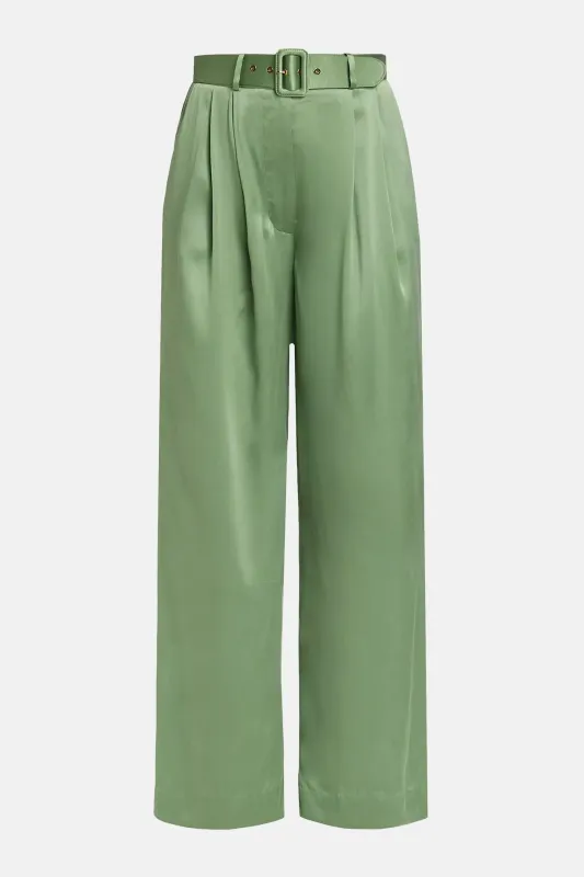 Silk Tuck Pant Matcha sold by Blue & Cream