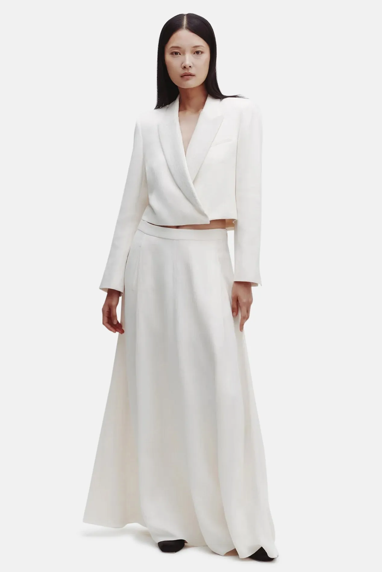 Cecelias Skirt in Coated Viscose Linen Bone sold by Blue & Cream