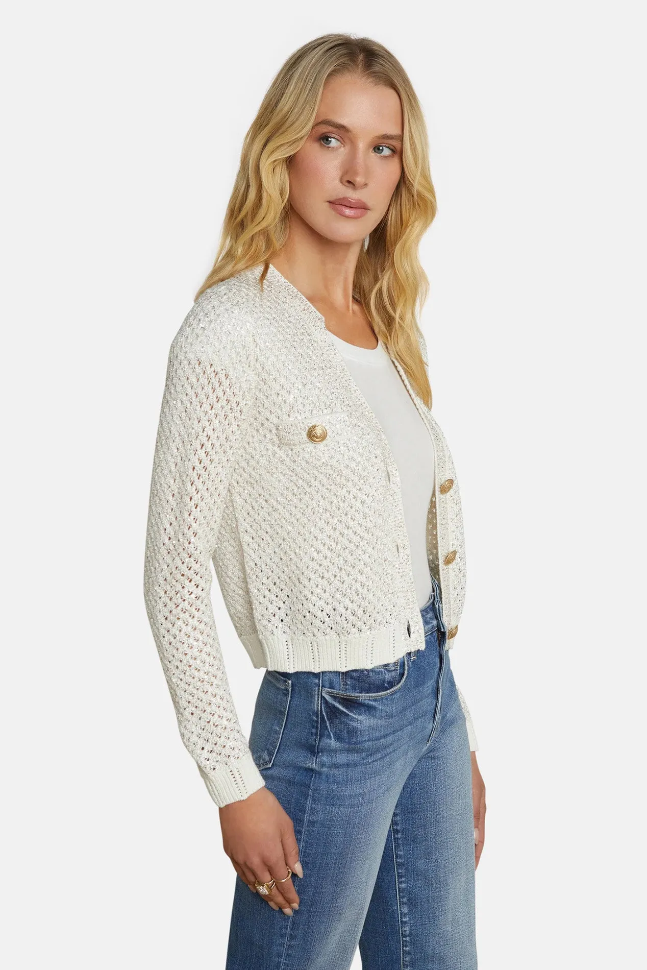 Blanca Sequin Cardigan Ivory/Gold sold by Blue & Cream product image thumbnail 2