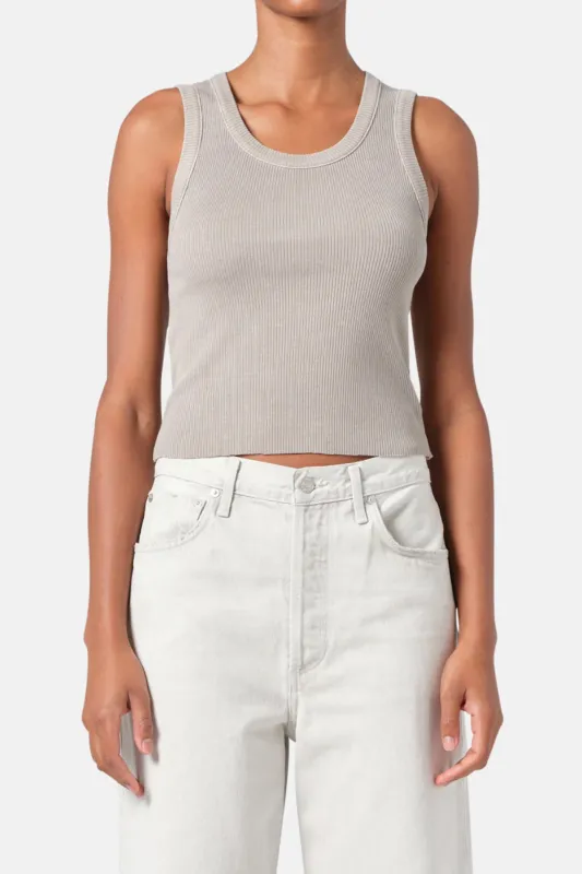 Shrunken Poppy Tank In Drab made by Agolde