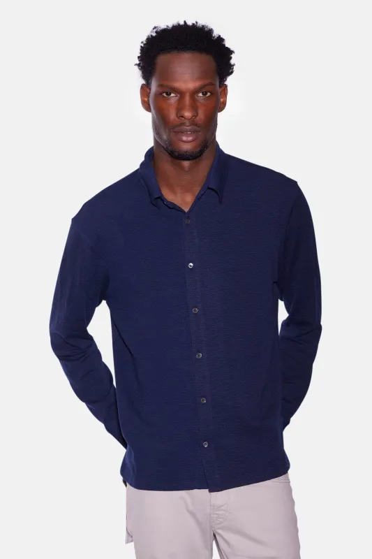 Slub Long Sleeve Button Up Navy sold by Blue & Cream