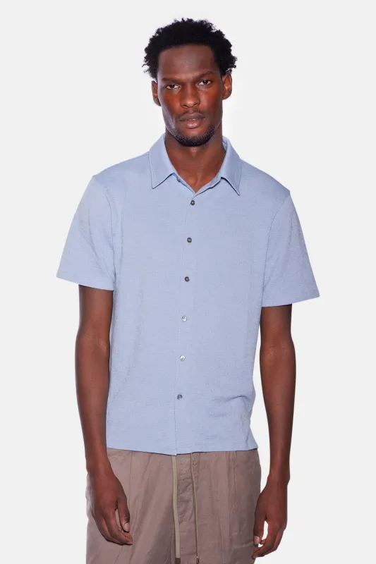 Short Sleeve Slub Buttondown Patina Blue sold by Blue & Cream