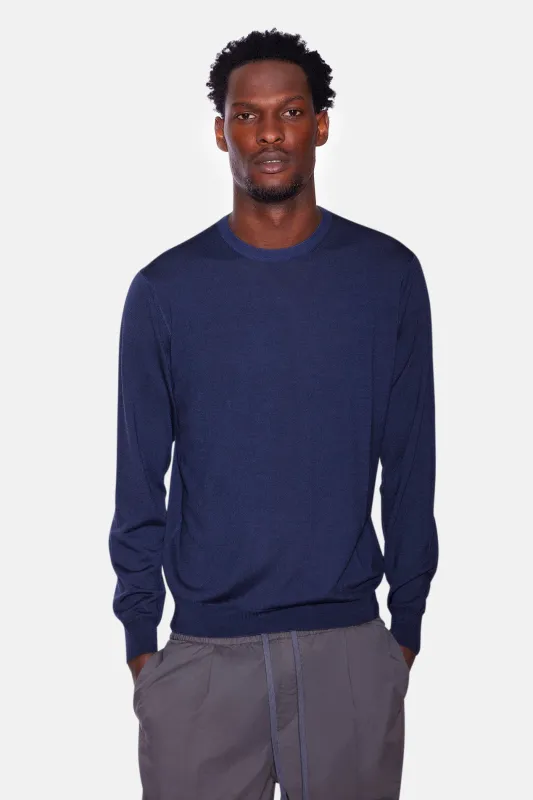 Lightweight Merino Crewneck Midnight sold by Blue & Cream