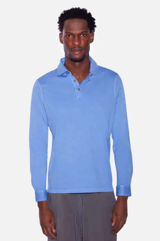 Cotton Long Sleeve Polo Blue sold by Blue & Cream