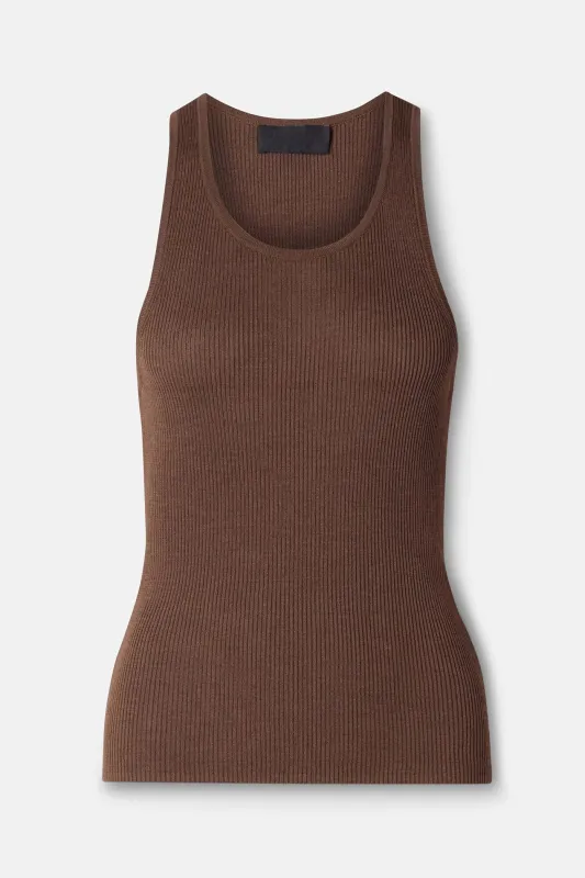 Lottie Silk Knit Tank Auburn made by Nili Lotan