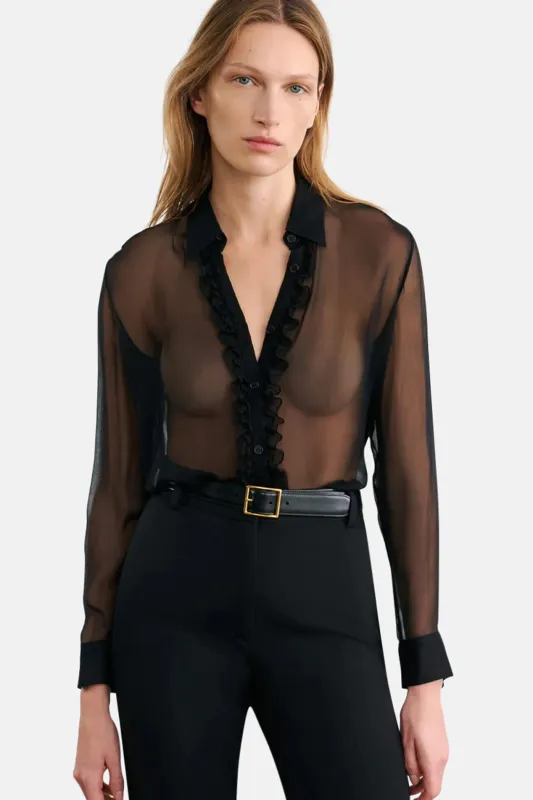 Kris Silk Shirt Black sold by Blue & Cream