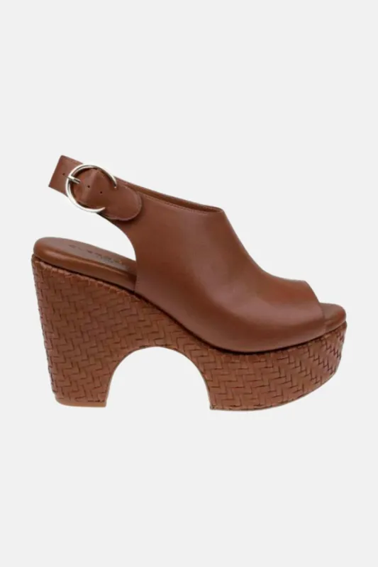 Volney Platform Sandal in Wood sold by Blue & Cream