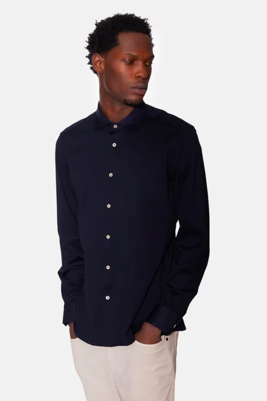 Super Soft Cotton Shirt Navy made by Boglioli