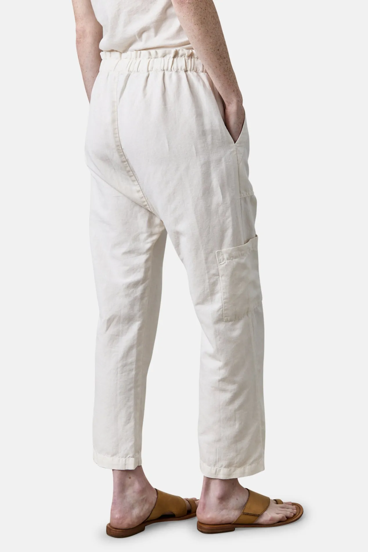 Shailey Paperbag Waist Linen Cotton Pant Ivory sold by Blue & Cream product image thumbnail 2