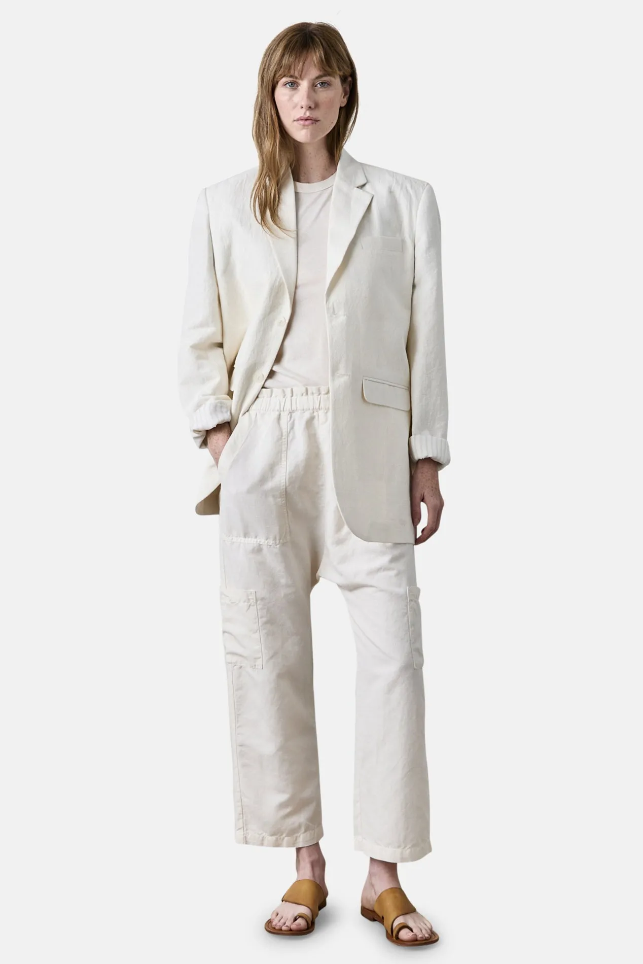 Shailey Paperbag Waist Linen Cotton Pant Ivory sold by Blue & Cream product image thumbnail 3