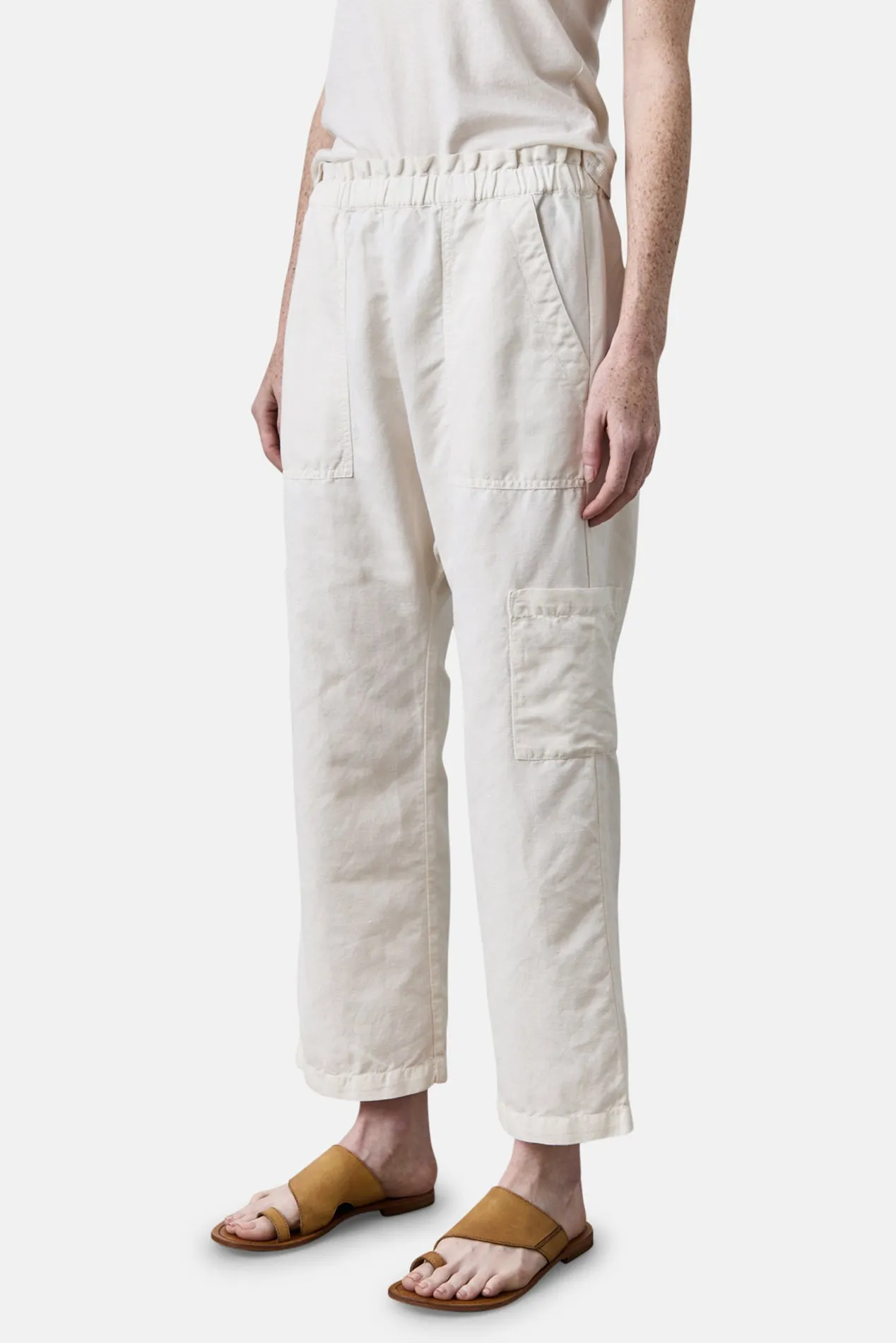 Shailey Paperbag Waist Linen Cotton Pant Ivory sold by Blue & Cream product image thumbnail 4