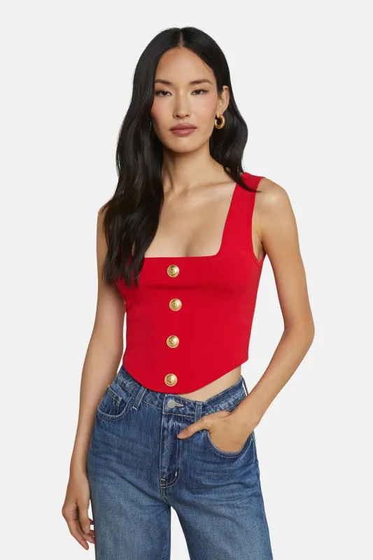 Saga Top Scarlet Red/Gold sold by Blue & Cream