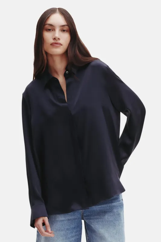 One Morning Silk Shirt Midnight sold by Blue & Cream