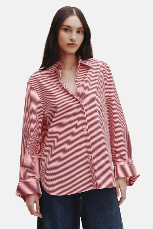 Next Morning Shirt In Cotton Red/White sold by Blue & Cream