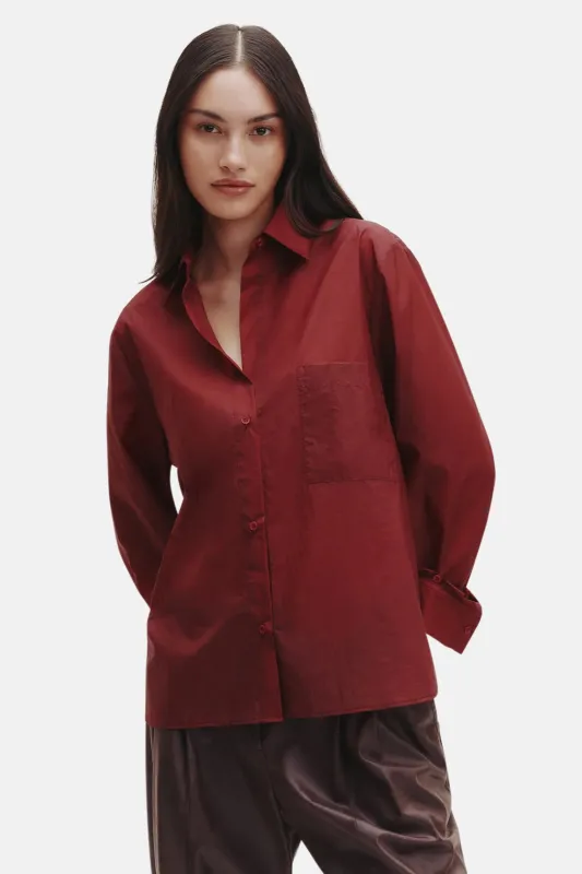 Next Morning Shirt in Cotton Burgundy sold by Blue & Cream