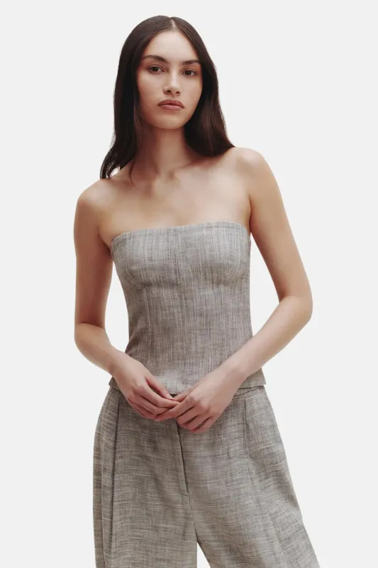 Jillian Bustier Cotton/Wool Top Light Heather Grey sold by Blue & Cream
