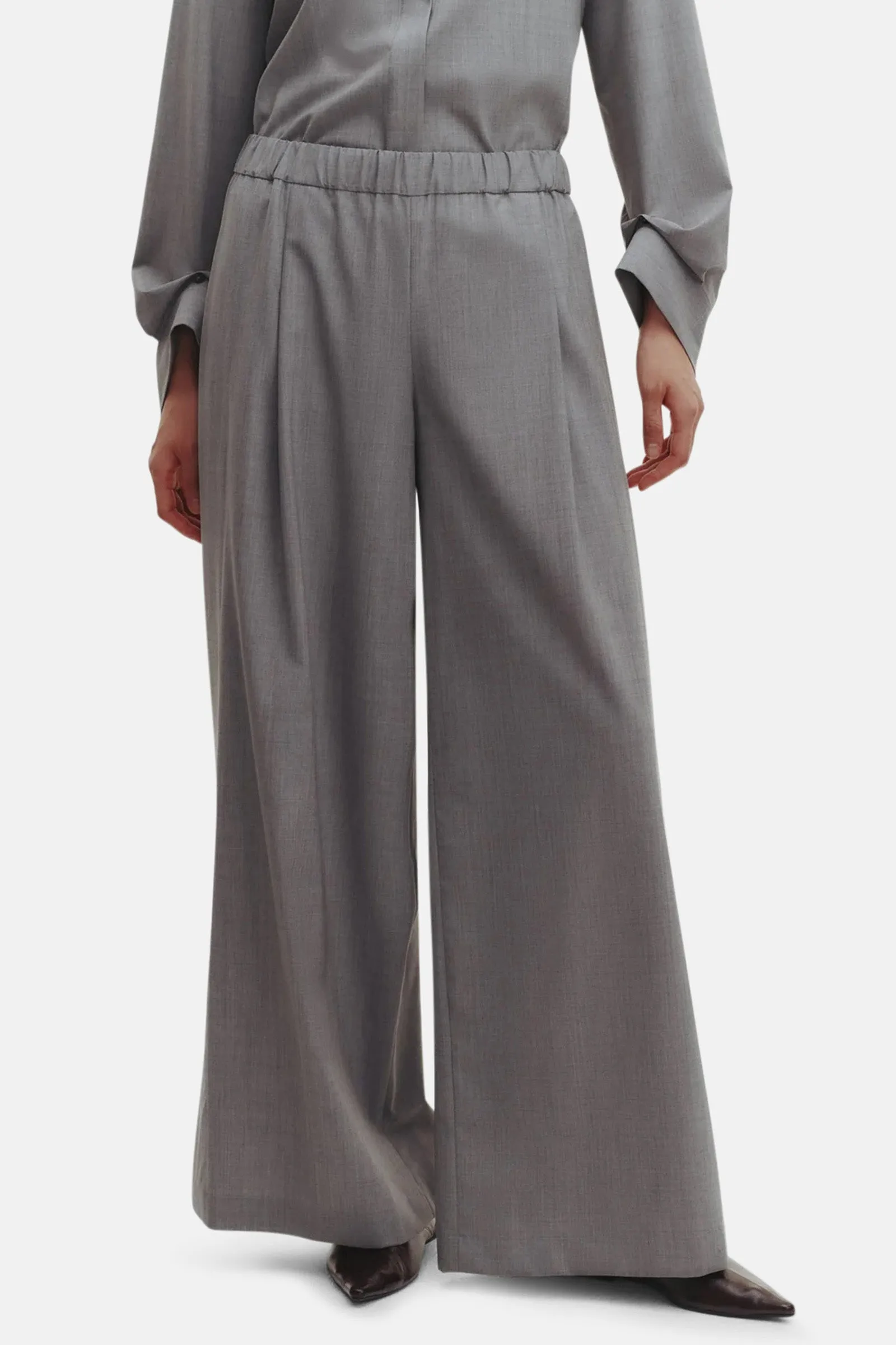 Eva Pant With Tux Pleat Medium Heather Grey sold by Blue & Cream